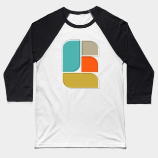 Orange Turquoise Tan Gold Geometric Retro Scandinavian Baseball T-Shirt